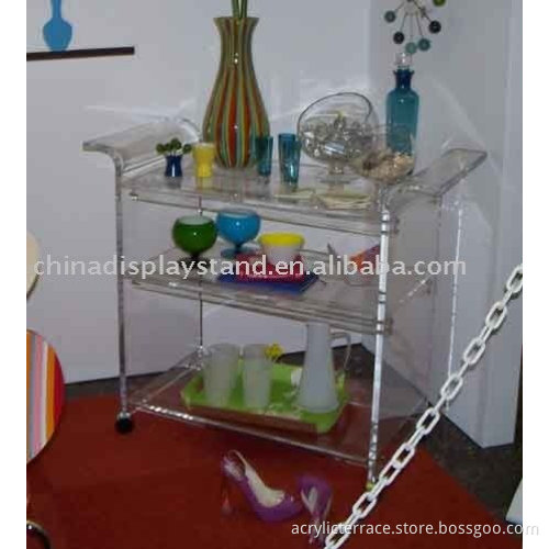 Bar Cart Clear Shelves